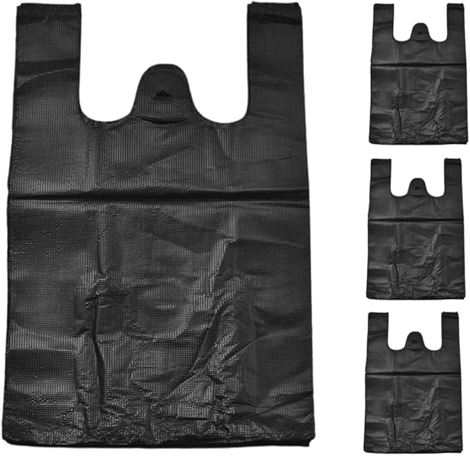 200pcs Thickened Plastic Trash Bags with Handles Leak-resistant Garbage Can Liners for Home Office Kitchen and Bathroom Use Wastebasket Bags Black
