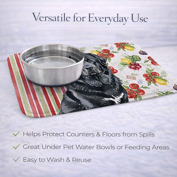 Caroline's Treasures Black Tibetan Mastiff Vegetables Dish Drying Mat Absorbent Dish Drying Mat Pad for Kitchen Counter Dish Drainer Mat for Countertop 14 x 21 Multicolor