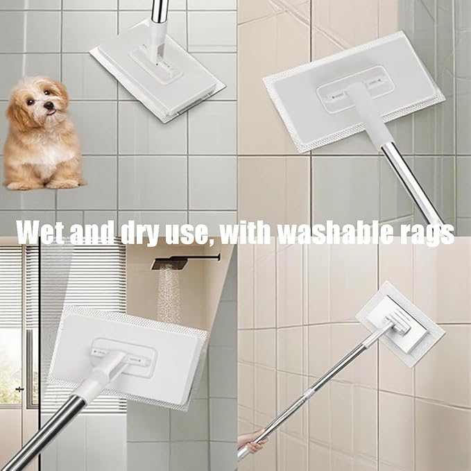 Lazy Mop Wet and Dry Automatic Convenient Cloth Changing Mini Mop Magic Cleaning Cloth 6 Zero Touch Mini Clip Mops Disposable Dust Click Mops for Multi Cleaning (White)