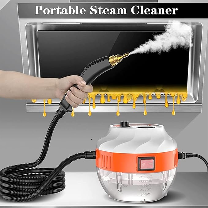 High Pressure Handheld Steam CleanerHigh Temperature Pressurized Steam Cleaning Machine with Brush Heads for Kitchen Furniture Bathroom Car (Color : White)