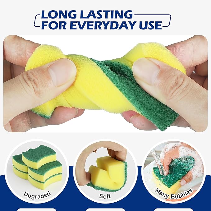 Kitchen Cleaning Sponges96 Pack Eco Non-Scratch for DishScrub Sponges.