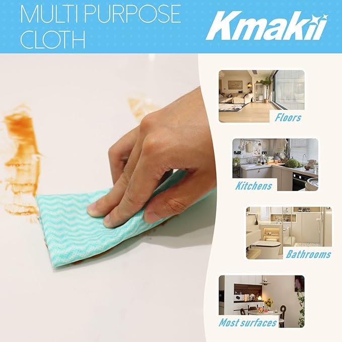 KMAKII Handi Wipe Reusable Cloths - Multi-Purpose Disposable Dish Cloths and Towels Ultra Absorbent Fast-Dry Durable Cleaning Wipes for Kitchen and Home 4colors 11.8 x 21 inches Pack of 80