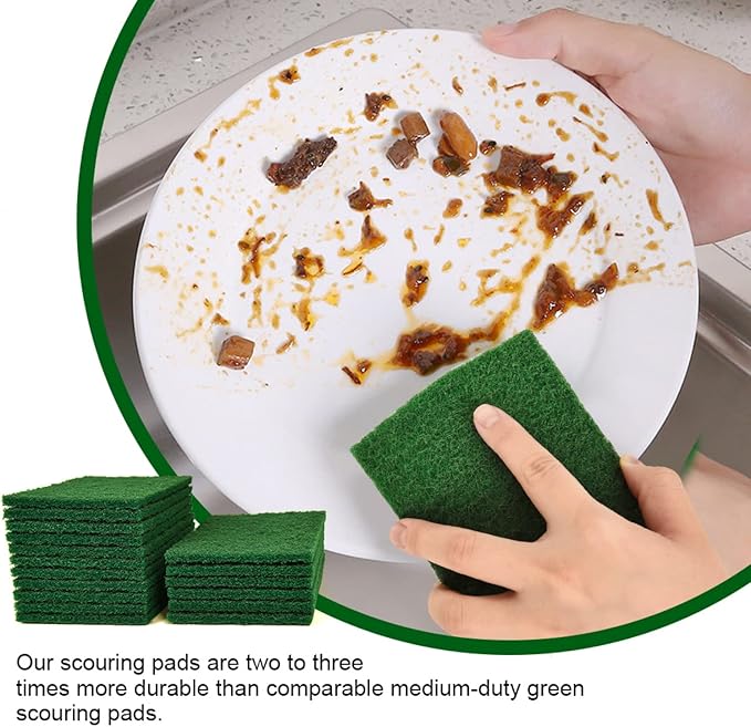 YoleShy 80 PCS Scouring Pad Dish Scrubber Scouring Pads4 x 6 inch Green Reusable Household Scrub Pads for Dishes Kitchen Scrubbers &amp Metal Grills