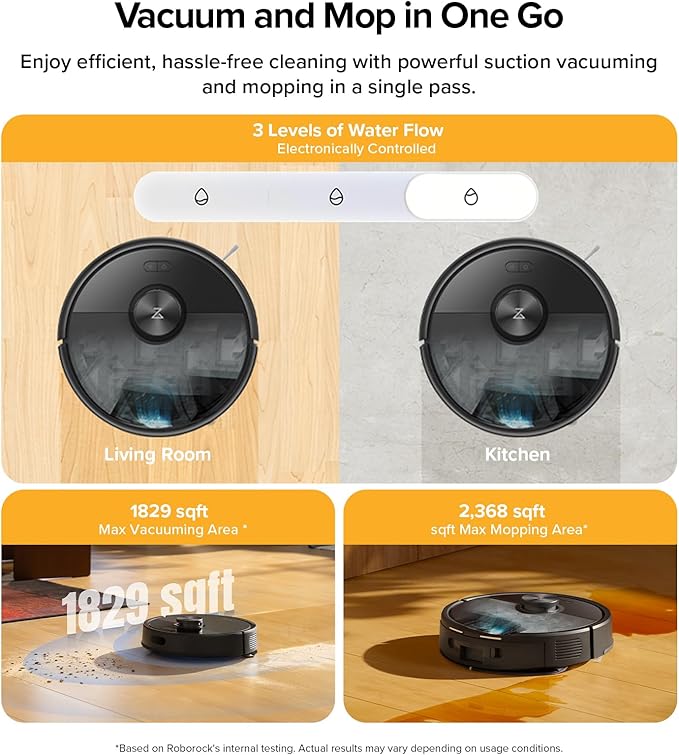 roborock Q7 M5+ Robot Vacuum and Mop Upgraded from Q5 Max+ Up to 7-9 Weeks Self-Empty 10000Pa Suction Dual Anti-Tangle System for Pet Hair &amp Carpet PreciSense LiDAR Navigation App Control B