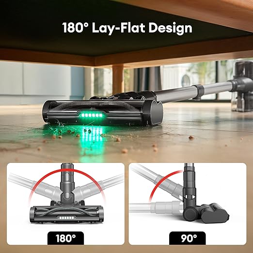 Ultenic Cordless Vacuum Cleaner 450W 40Kpa Stick Vacuum with Car Dashboard Screen Tangle-Free Brush for Pet Hair Max 45mins Runtime LED Display Tools for Hard Floor Carpet Car Cleaning U12