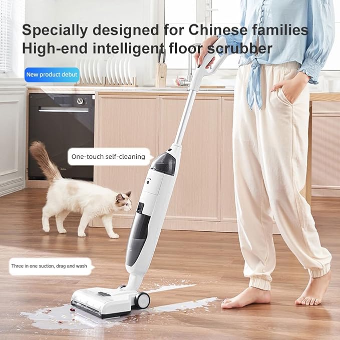 Hard Floor Vacuum Cordless Wireless Wet Dry Smart Vacuum Cleaner for Home Multi-Surface Cleaning Handheld Household (Color : White Size : US)