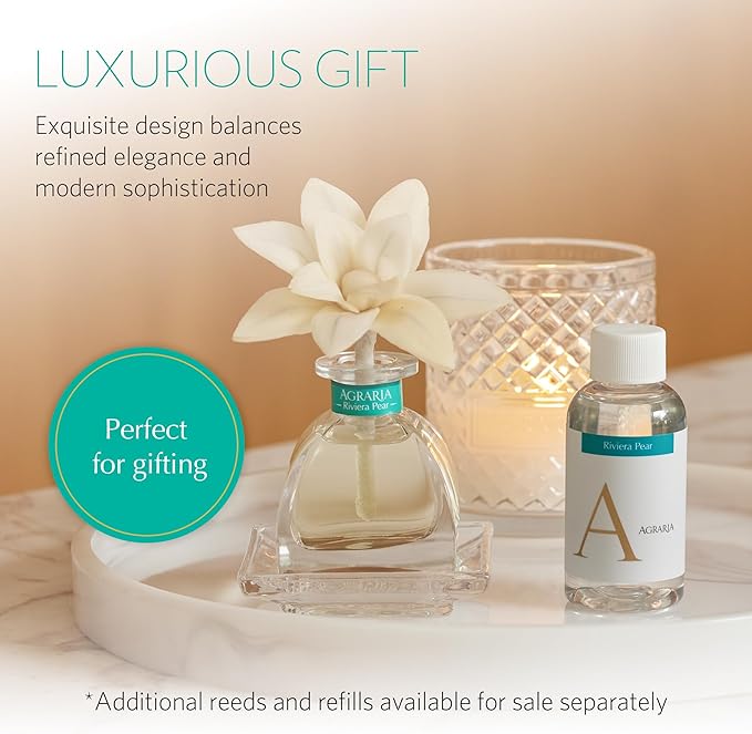 AGRARIA PetiteEssence Botanical Home Fragrance Gift Set Hand Crafted Sola Flower Scented Oil Reed Diffuser for All Occasions