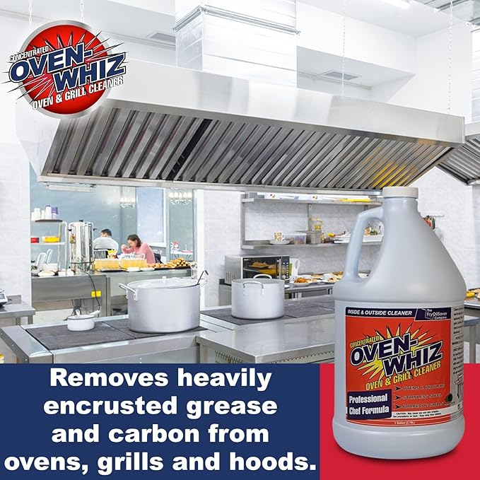 4 x 1 Gallon (512 Oz.) Oven-Whiz Oven &amp Grill Cleaner by FryOilSaver Co. Tough Stain Buildup Grease &amp Food Burnt Eliminator for BBQ Grill Ovens Stainless Steel for Home Kitchen Restaurant