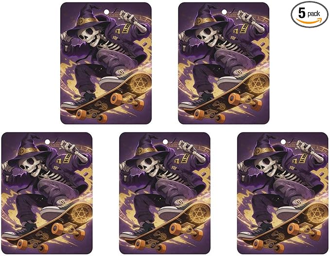5PCS Car Air Freshener Hanging Personalized Double Sided Wizard Skull Car Fresheners Long Lasting New Cars Scents Cute Automotive Freshies for Closets Drawers (tea)