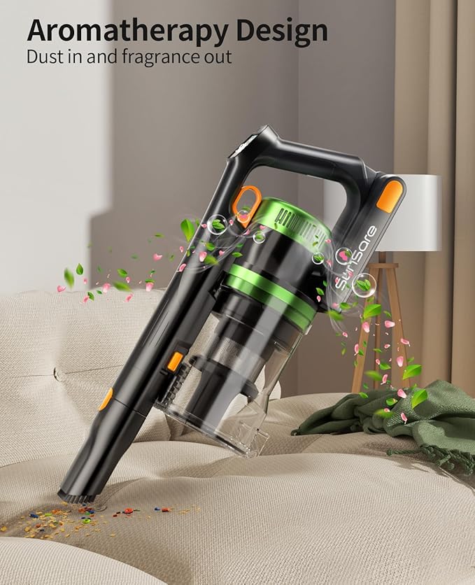 SunSare Cordless Vacuum Cleaner 650W 55KPA 70Mins Vacuum Cleaners for Home Stick Vacuum with Aromatherapy Anti-Tangle Brush Anti-Tangle Wireless Vacumm for Home/Pet Hair/Carpets/Floors