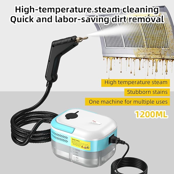 1200W Portable Handheld Steam Cleaner High Temperature Pressure Steam 105 221 for Kitchen Bathroom Furniture Car (US plug)