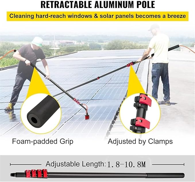 Window Cleaning Pole Telescopic Cleaning Brush 3-in-1 Aluminum Outdoor Window Cleaner W/Hose Cleaning Tool for Window Glass (Color : 30cm Size : 3.6m)