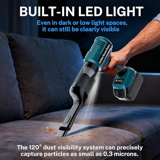 YEX-BUR Cordless Handheld Vacuum for Makita 18V Battery(Tool Only) 240W Powerful Car Vacuum with Brushless Motor 3-Speed 5 Filters Portable Vacuum Cleaner for Home Office Car Pet