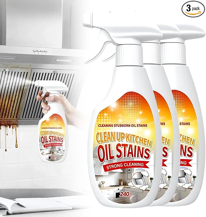 Clean Kitchen Oil Stains Spray Heavy-Duty Kitchen Degreaser Foam Cleaner Multi Functiona Foam Cleaner Spray Oil &amp Stain Foam Remover For Oven Counter Tops Stove Range Hood (3 240ML)