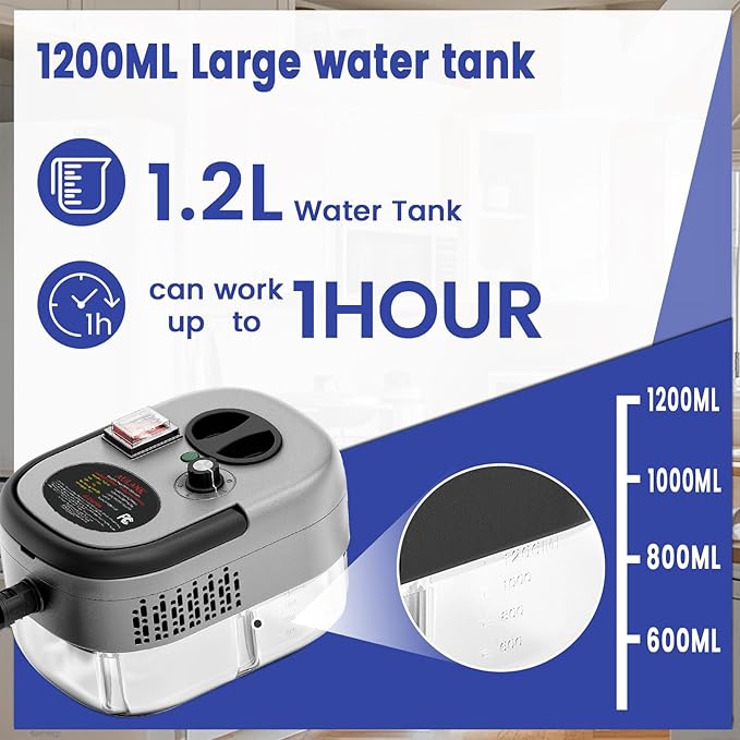 2500W Handheld Steam CleanerPortable Car Steamer For Auto DetailingHigh-Temperature and Pressure Steam Cleaner For Home Steam Cleaning Machine for FurnitureKitchenGroutFloorTile (Gray)