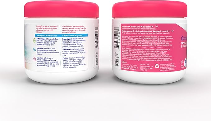 Bright Air 14 oz. Super Odor Eliminator For Medium-Size Spaces Tropical Paradise &amp Pineapple Scent Case of 6 Air Freshener Natural Essential Oils Lasts Up to 90 Days Each