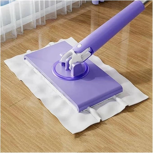 1pc Portable Mini Mop Automatic Paper Towel Changing 360°Rotation Cleaning Tool for Floor Window Dust Removal No Cloth ﻿(90CM)