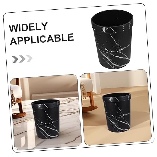GLEAVI Elegant Marble Pattern Trash Can Medium Wastebasket for Office Bathroom and -Saving Design for Modern Interiors Versatile Garbage Bin for Home Use