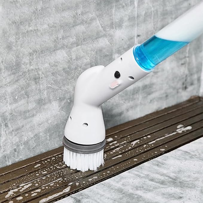 Cordless Electric Adjust Extension Handle Spin Scrubbers - Power Cleaning Spin Scrubbers Tools with 4 Replaceable Brush Heads for Home Kitchen Bathroom Floor Tile