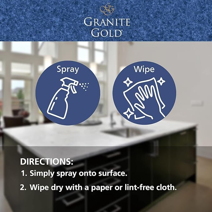 Granite Gold Quartz Cleaner Spray for Caesarstone Cambria Silestone and All Other Quartz Countertop Surfaces 64 Fluid Ounces and 2 x 24 Fluid Ounces