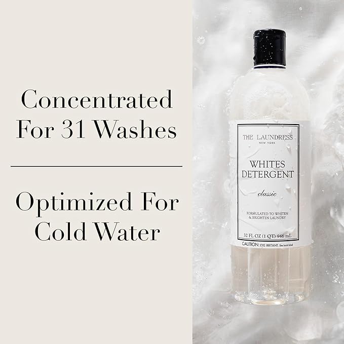 The Laundress Whites Detergent Concentrated Laundry Detergent Liquid Whiten &amp Brighten Clothes Tough on Stains Classic Scent 32 oz.