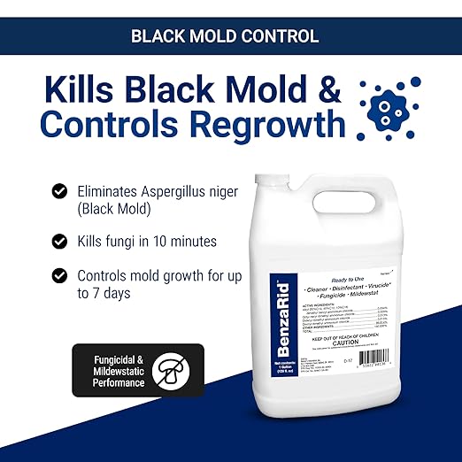 Pro Mold Killer Fungicide Disinfectant including Aspergillus Niger (Black Mold) H5N1 Pack | Multi-Purpose Fungicide Mildewstat Disinfectant Virucide | EPA Reg. 1 Gal + 32 oz.
