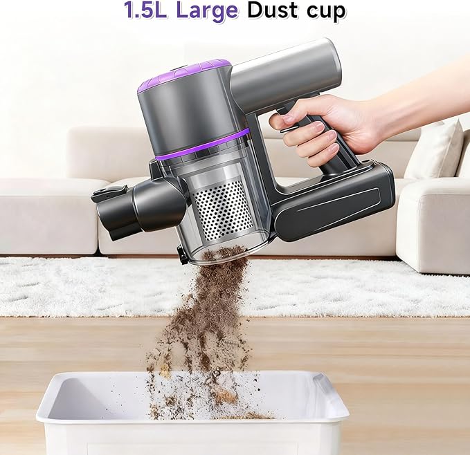 Cordless Vacuum Cleaner Hardwood Floor Vacuum Cleaners for Home Stick Wireless Vacuum with LED Light 50 Min Runtime and Self-Standing Lightweight Vacuum for Pet Hair Carpets &amp Hard Floors