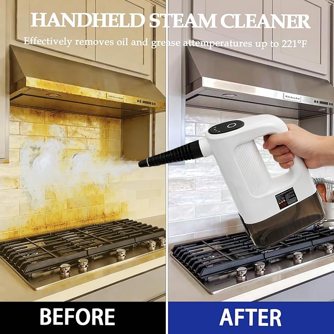 Pressurized Multi-Purpose Natural Handheld Steam Cleaner 15s Instant Heat Portable Steamer with 400ml Large Tank Multi-Surface Deep Cleaning for Home Grout Furniture Couch Car Bathroom Floor