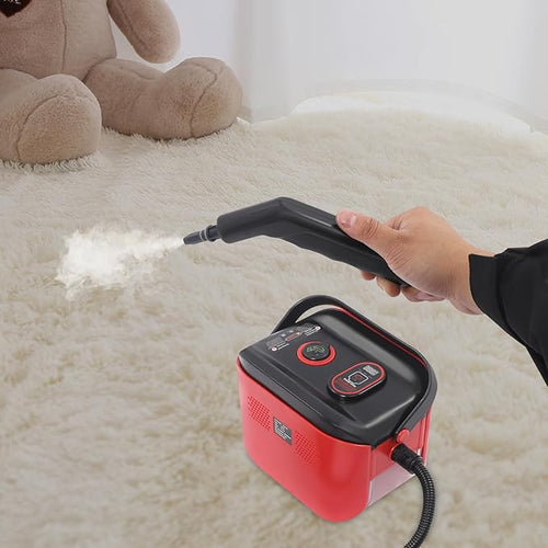 1500W Handheld Steam Cleaner High Pressure 4.5BAR Portable Multi-Purpose Steamer 10s Fast Heat-Up &amp 1.2L/0.32Gal Large Tank for Home Car Detailing Tile Grease Grout (Red)