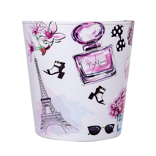 10L/2.64 Gallon PU Leather Trash Can Decorative Wastebasket Waterproof Paper Basket Garbage Bin for Home Office Bathroom Living Room