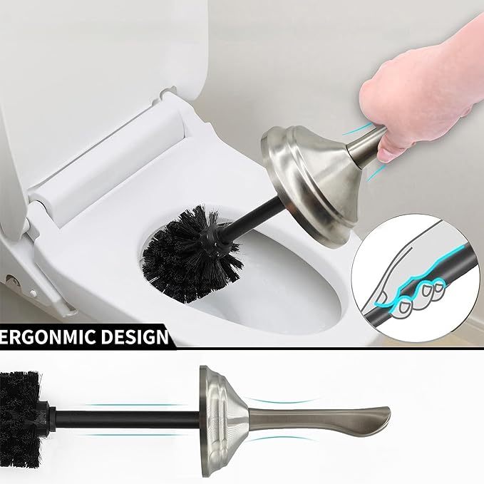 Vince Camuto Toilet Bowl Brush with Holder Durable Bathroom Cleaning Tool Modern Design for Easy Toilet Maintenance Bathroom Cleaner Brush for Efficient Cleaning and Hygiene