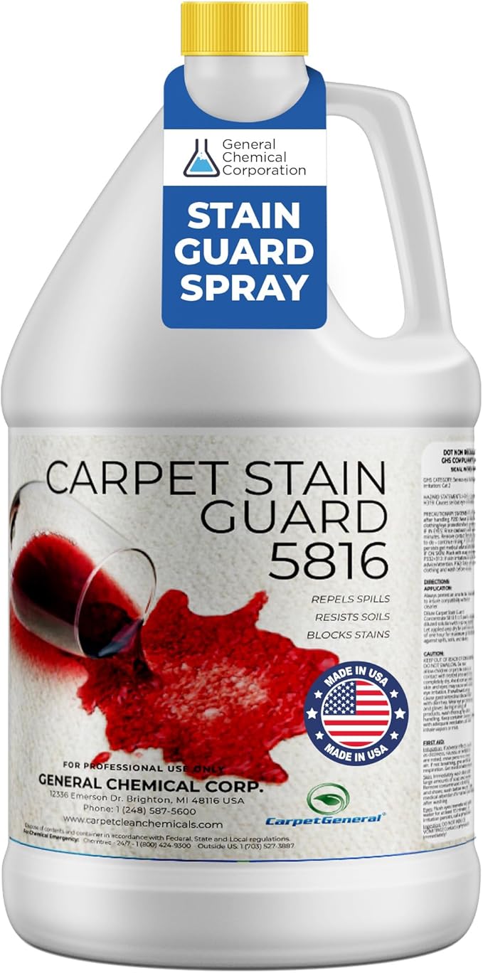 General Chemical Stain Shield Spray - Safe Fabric Protector Spritz and Stain Guard 5816 for Upholstery Carpets Rugs Drapes &amp More - Impermeable Protectant Spray for Outdoor &amp Indoor Use - 1