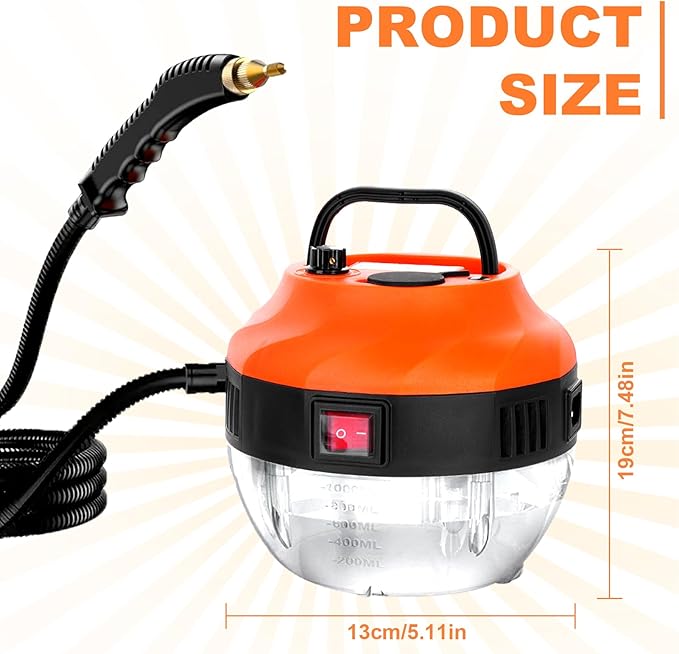 Sararoom 2500W Handheld Steam Cleaner High Pressure Steamer for Cleaning with 1L Large Capacity Water Tank 6 High Speeds Portable Steam Cleaning Machine for Kitchens Tiles Car Tires Bathrooms