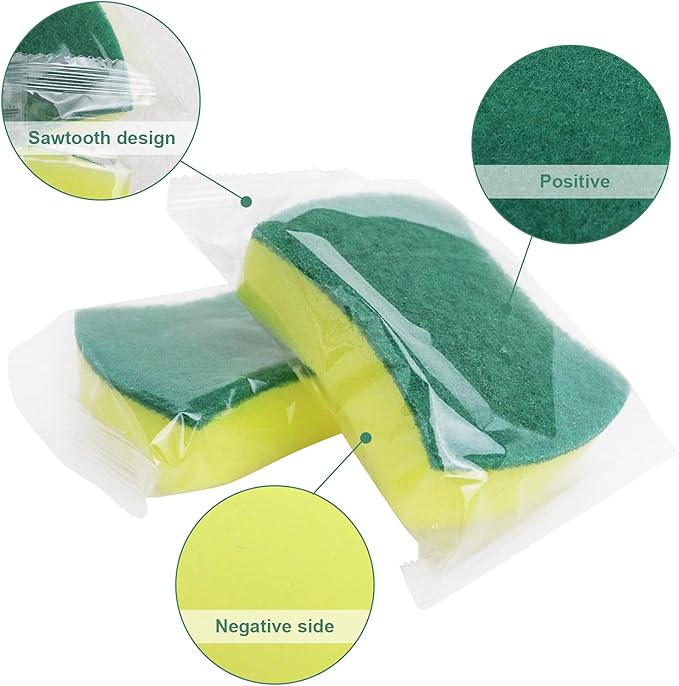 Sponge Individually Wrapped24 PCS Dishwashing Sponge Scouring Pad Kitchen Dishcloth Suitable for Travel Apartments (Style 2)