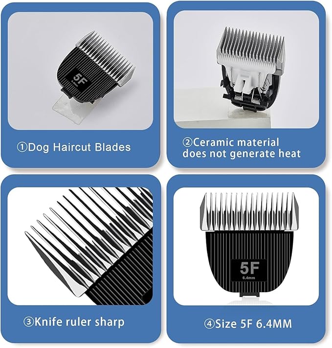 Replacement Blade for nebot P1 Pro Pet Grooming Kit &amp VacuumSize-5F Cut Length 1/4”(6.3mm)2 Pack