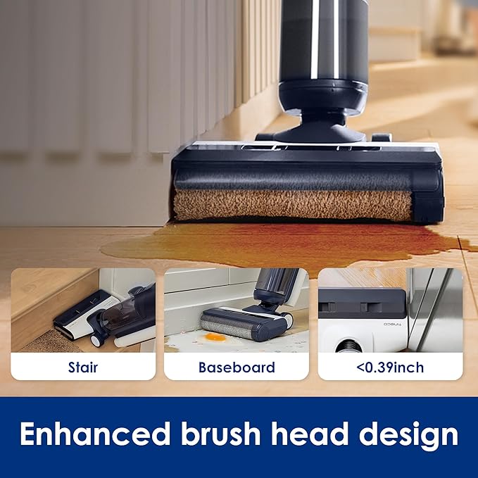 Tineco Floor ONE S5 Smart Cordless Wet Dry Vacuum Cleaner and Mop for Hard Floors Digital Display Long Run Time Great for Sticky Messes and Pet Hair Space-Saving Design Blue