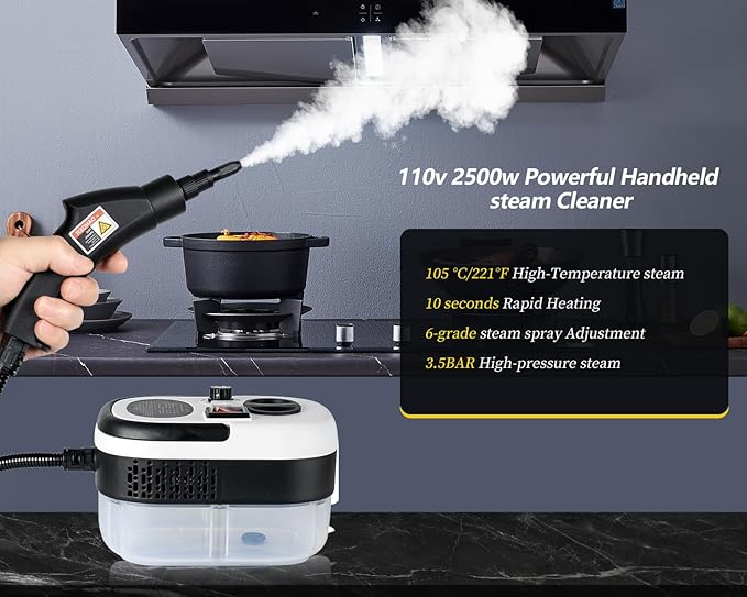 7 in 1 Steam Cleaner 2500W High Pressure Steamer for Cleaning Car Steamer Handheld Steam Cleaner for Home Use Hardwood Floor Steam Cleaner for Upholstery Kitchen Bathroom Grout