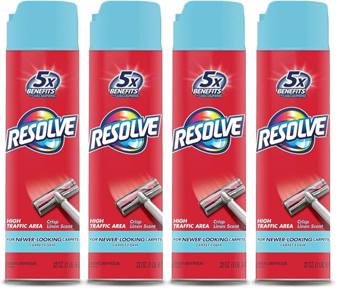Resolve High Traffic Carpet Foam Crisp Linen 88 oz (4 Cans x 22 oz) Cleans Freshens Softens &amp Removes Stains