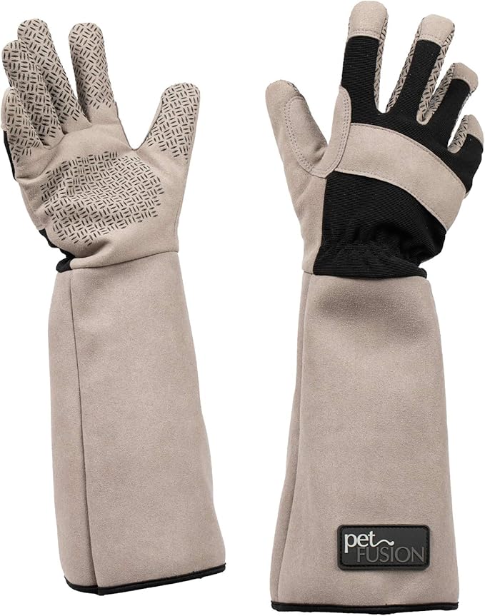 PetFusion Multipurpose Pet Grooming Gloves Great for Trips to Vet and Bathing Puncture Scratch &amp Water Resistant