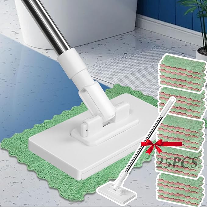 Clip to Grip Mop360 Swivel Floor Cleaner for Hardwood &amp Tile Hands-Free One-Button Release Use Any Cloth or Towel Wet &amp Dry Cleaning