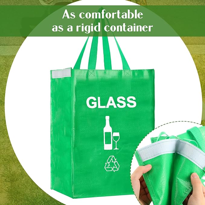 4 Pcs Recycling Bin Bags Separate Recycle Bin Waterproof Waste Baskets Recyclable Waste Trash Sorting Organizer for Home Office Kitchen Battery Can Paper Plastic and Glass
