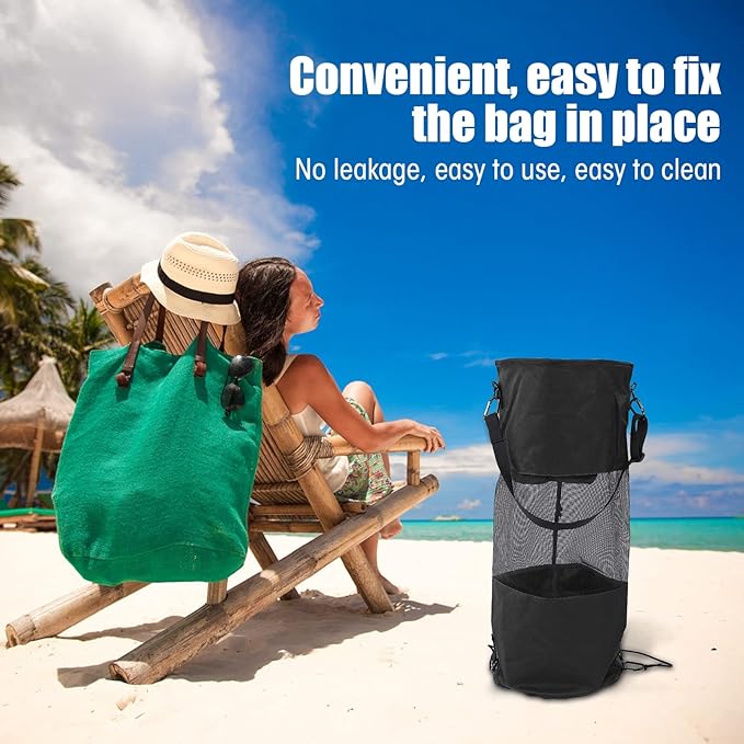 Reusable Boat Trash Bag Waterproof Mesh Garbage Bag for Boat Lightweight Portable Outdoor Trash Storage with Elastic Top and Buckle Strap for Kayaking Camping Travel