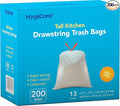 13 Gallon Tall Kitchen Trash Bags Fresh Scent 200 Count Drawstring Garbage Bags Pre-Separated Odor Control Ultra Strong Leakproof Sturdy White