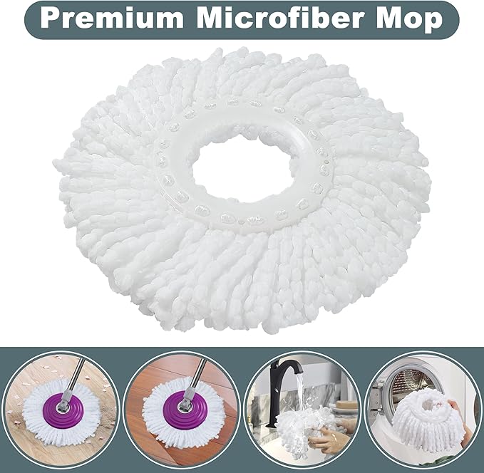Dual Compartment Spin Mop and Bucket Mop and Bucket with Wringer Set360°Rotating Spinning Mopping for Floor Cleaning with 6 Microfiber Replacement Heads 61 Extended Handle 2X Wheel