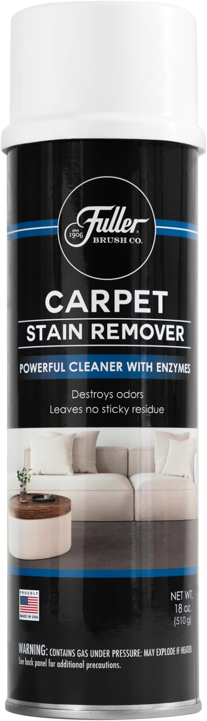 Fuller Brush Carpet Stain Remover – 18 oz Enzyme Foam Spot Cleaner for Carpets Rugs &amp Upholstery – Removes Pet Stains Coffee Wine Grease – Odor Eliminating (Pack of 3)