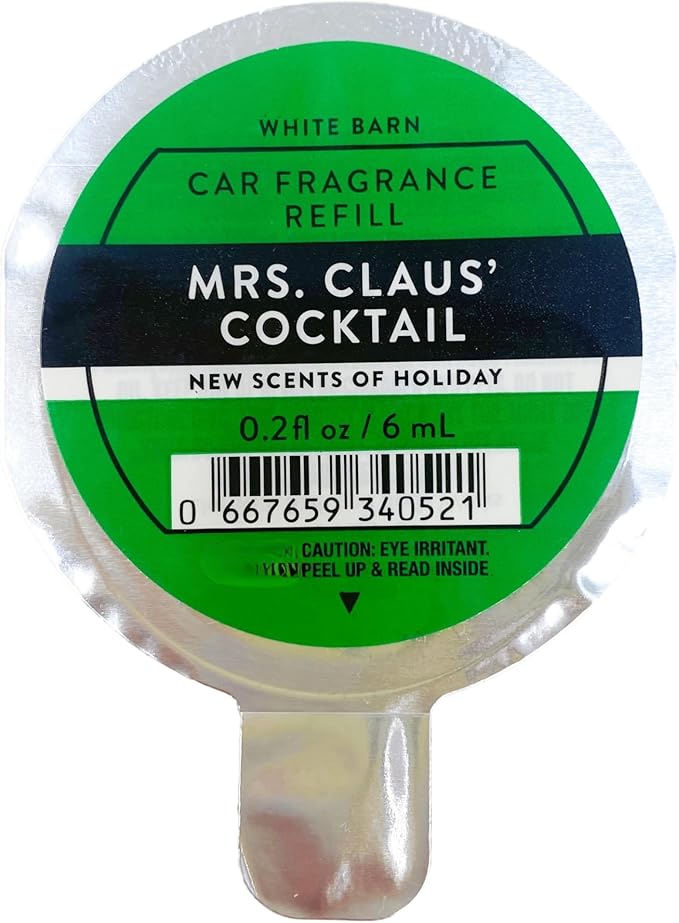Bath &amp Body Works MRS. Claus' Cocktail - 3 Pack Of Car Fragrance Refill Bundle with a Natural Oats Sample Soap.