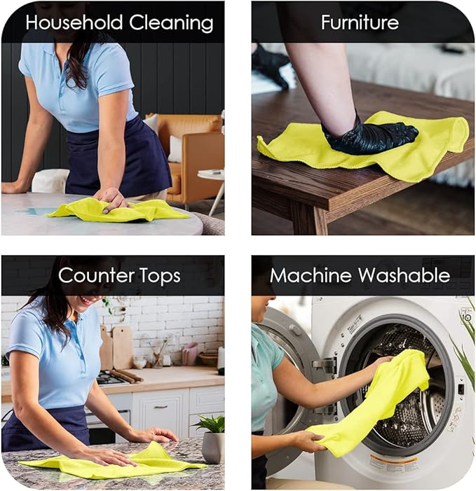 Avalon Towels Microfiber Cleaning Cloths (Value Pack of 36) - Size 16 x 16 Inches Highly Absorbent Cleaning Rags Lint Free Reusable and Washable Microfiber Towels for Cars