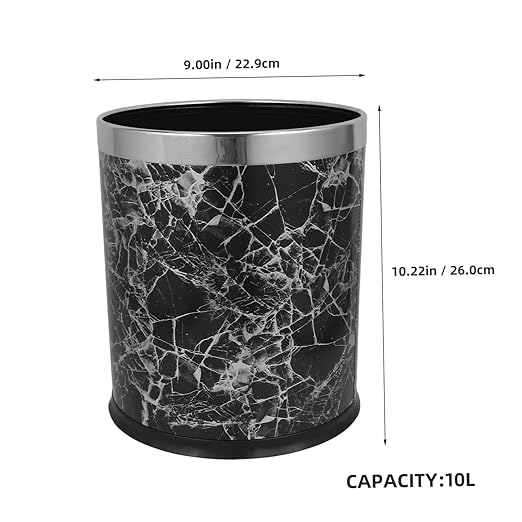 Marbling Wastebasket Round Garbage Can Wastepaper Basket Waste Bin for Home Office