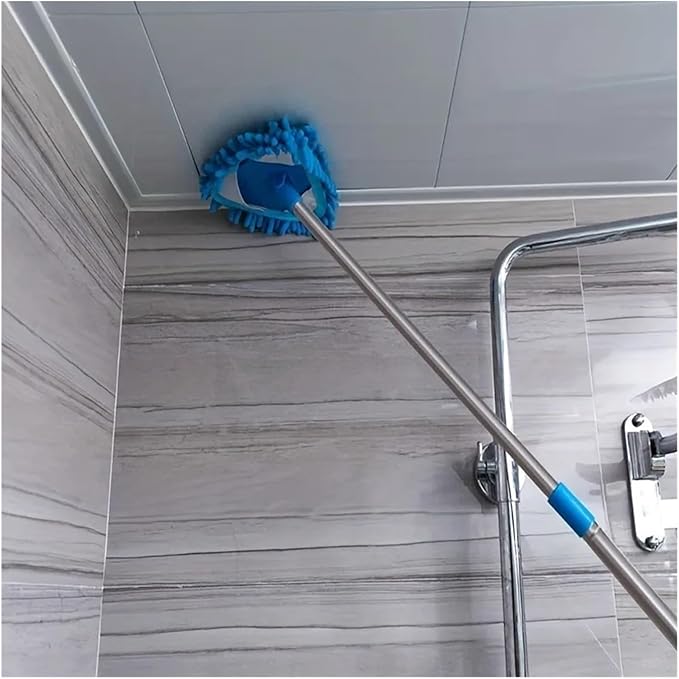 Triangle Retractable Wall Cleaning Mop Ceiling Air Conditioner Dust Removal Mini Small Home Clean Floors Tool(Mop Set)