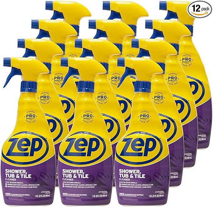 Zep Shower Tub and Tile Cleaner - 32 oz (Case of 12) - ZUSTT32PF - An Acidic Scrub Free Formula To Dissolve Many Common Water-Related Bathroom Stains